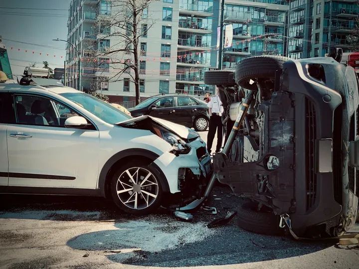 Nach dem Unfall am Unfallort