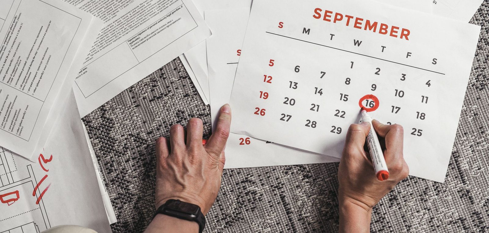 Kalender mit markierter Frist bis zur Auszahlung