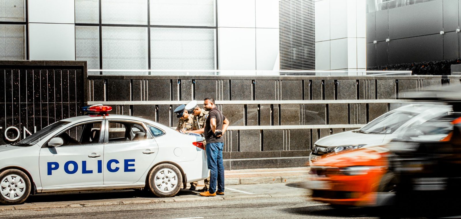 Polizeiaufnahme an der Unfallstelle